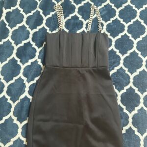 Guess Black Corset Dress with Chain Straps Size 4